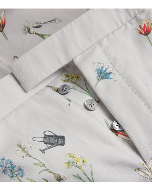 Thom Browne Gray Cotton-Linen Floral Tailored Shorts for men
