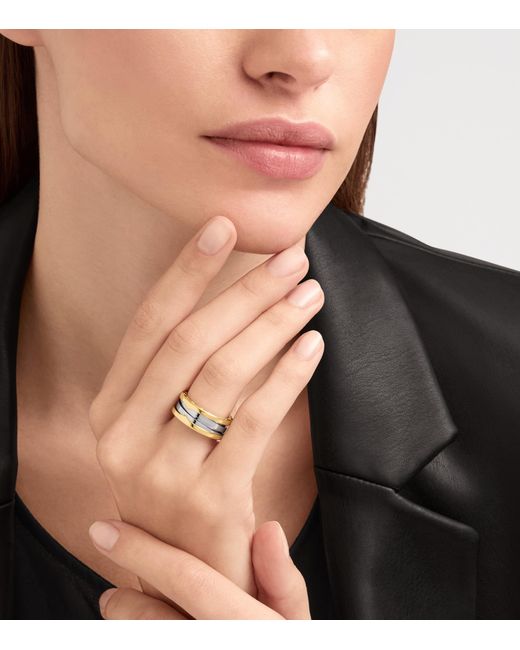 BVLGARI Metallic And Stainless Steel B.Zero1 Two-Band Ring