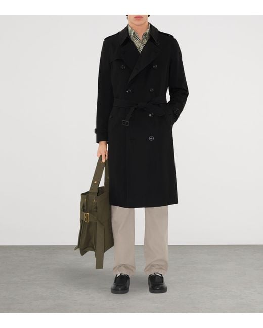 Burberry Black Long Kensington Heritage Trench Coat for men