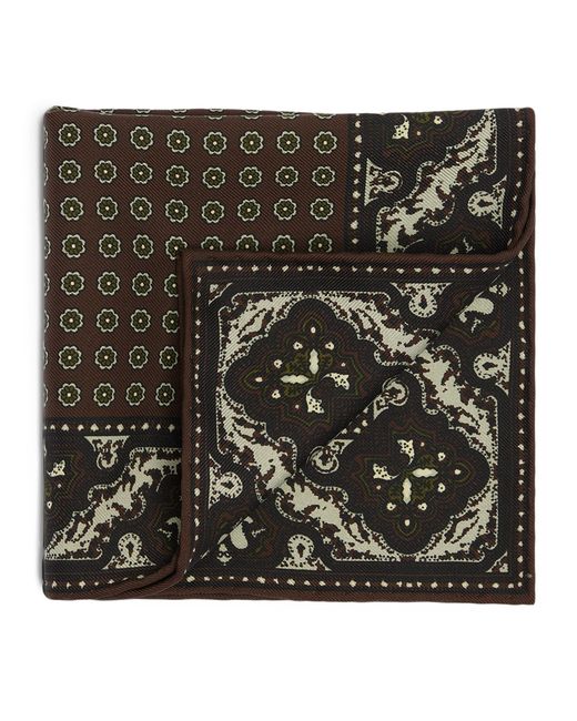 Dunhill Black Mulberry Silk Paisley Pocket Square for men