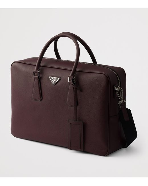 Prada Purple Saffiano Leather Briefcase for men