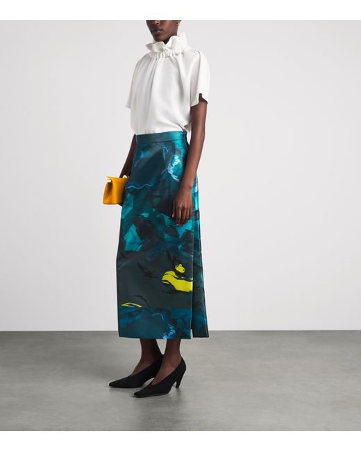 Roksanda Blue Brushstroke Print Irma Midi Skirt