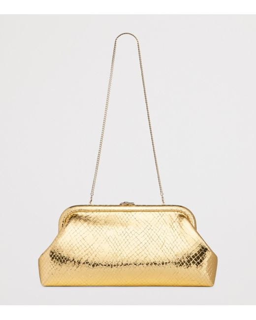 Jimmy Choo Natural Skylar Snake-Embossed Leather Clutch Bag