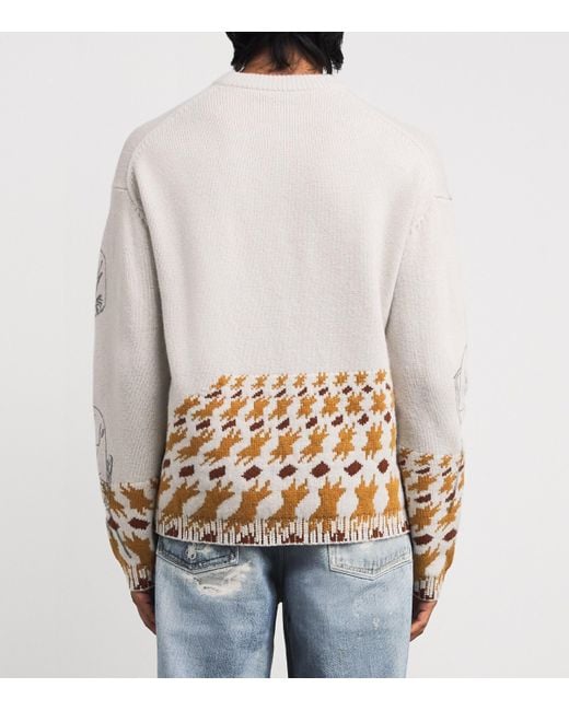 J.W. Anderson White Wool-Blend Jacquard Print Sweater for men