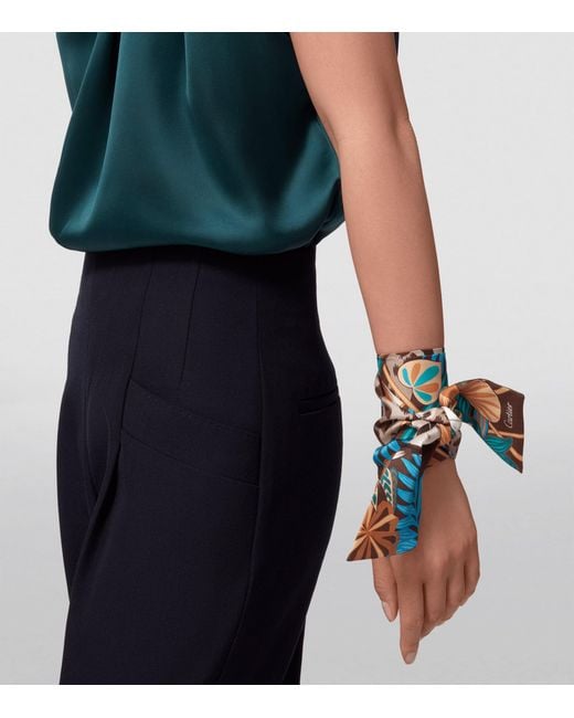 Cartier Blue Silk Panthère Jungle Scarf