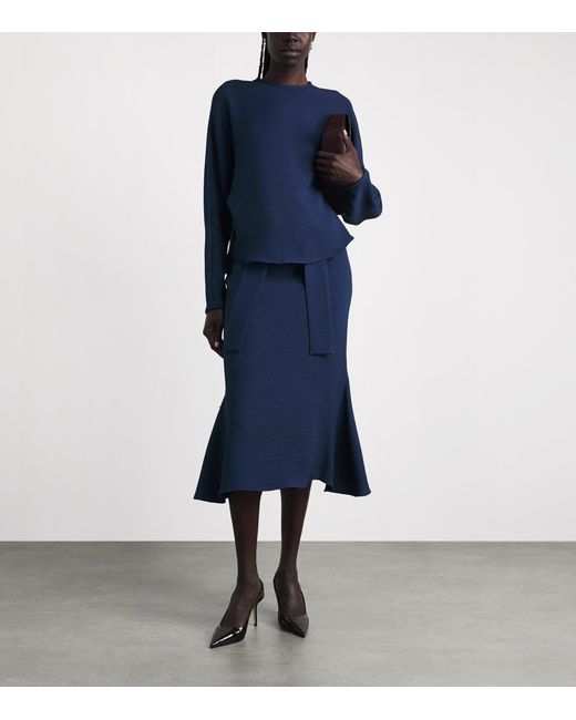 Edeline Lee Blue Jacquard Long-Sleeve Top