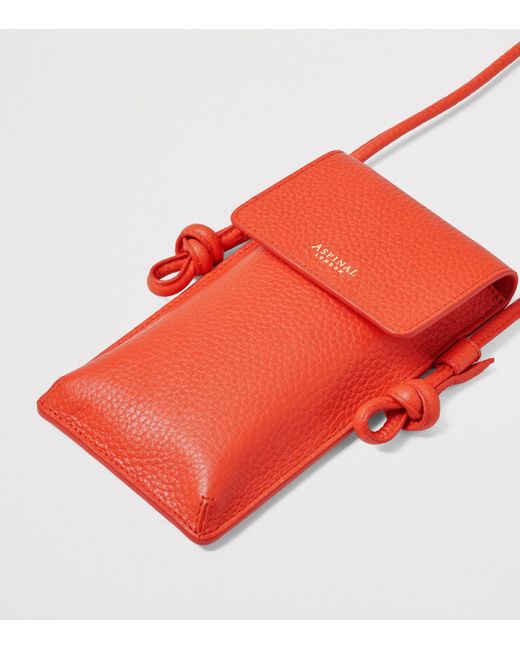Aspinal Red Leather Ella Phone Pouch