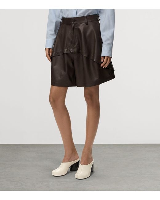 Loewe Brown Nappa Leather Longline Shorts