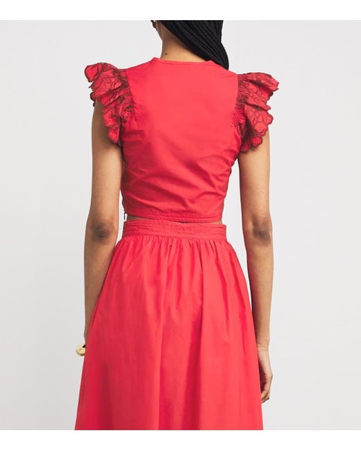 Sandro Embroidered Crop Top