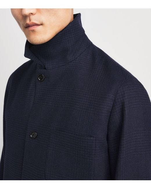 Lardini Blue Wool-Cashmere Check Chore Jacket for men