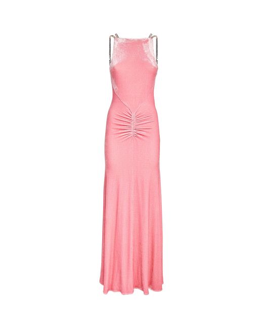 Rabanne Pink Velvet Maxi Dress