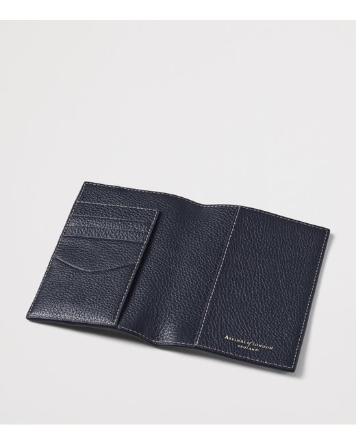 Aspinal Blue Leather Hudson Passport Cover for men