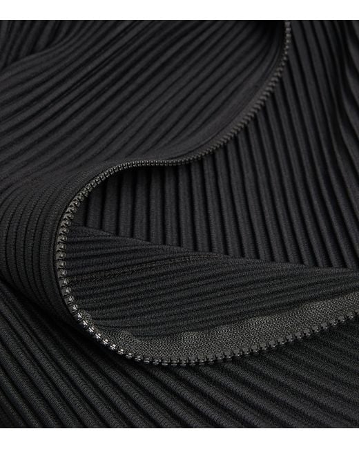 Homme Plissé Issey Miyake Black Pleated Zip-Up Cardigan for men