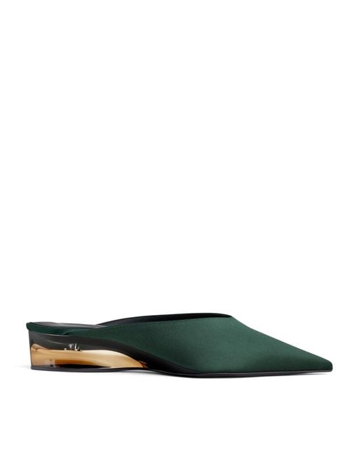 Alaïa Green Satin Invisible Wedge Mules 30