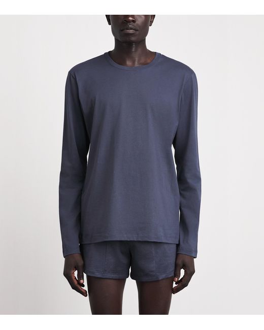 Hanro Blue Cotton Night & Day T-Shirt for men