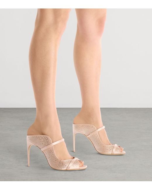 Malone Souliers Pink Satin Crystal-Embellished Noah Heeled Sandals 90