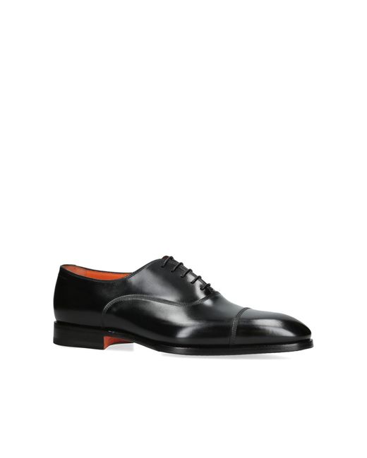 Santoni Black Leather Adrian Blake Oxford Shoes for men