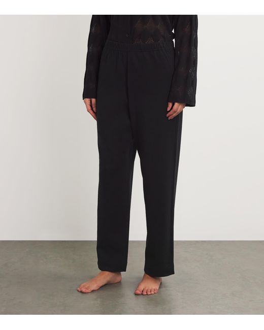Leset Black Cotton Straight Trousers