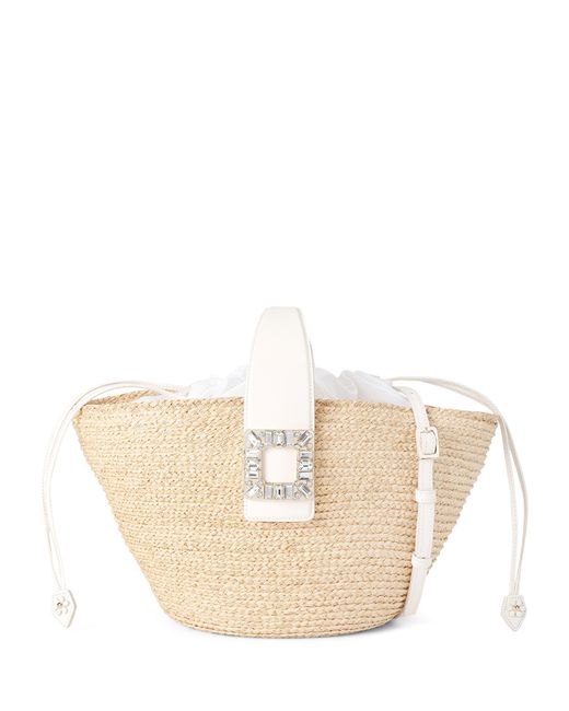 Roger Vivier Natural Raffia Viv' Skate Shopper Bag