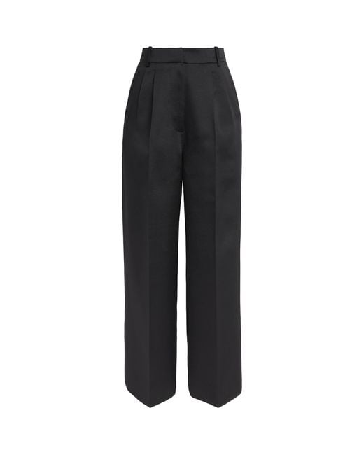 Voranida Black Pleated Dove Wide-Leg Trousers