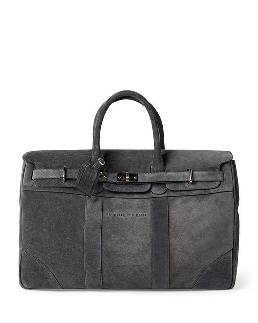 Brunello Cucinelli Black Suede Country Holdall for men