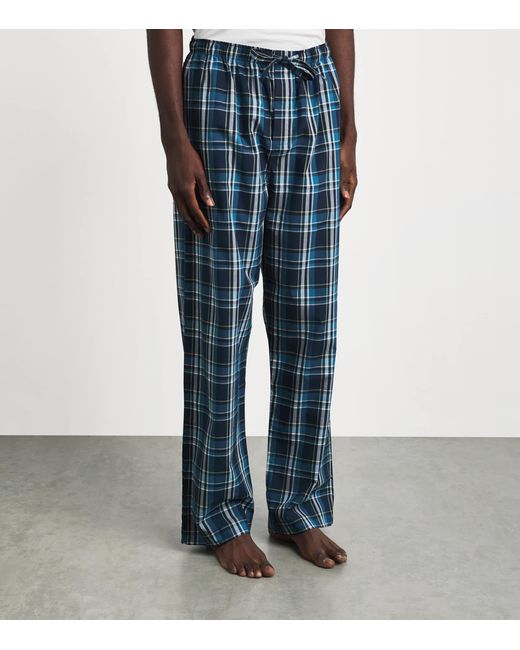 Derek Rose Blue Check Barker Pyjama Bottoms for men