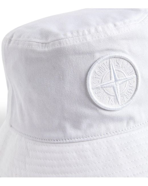Stone Island White Logo Bucket Hat for men