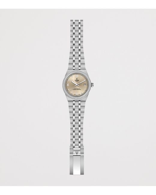 Tudor Metallic Royal Stainless Steel And Diamond Watch