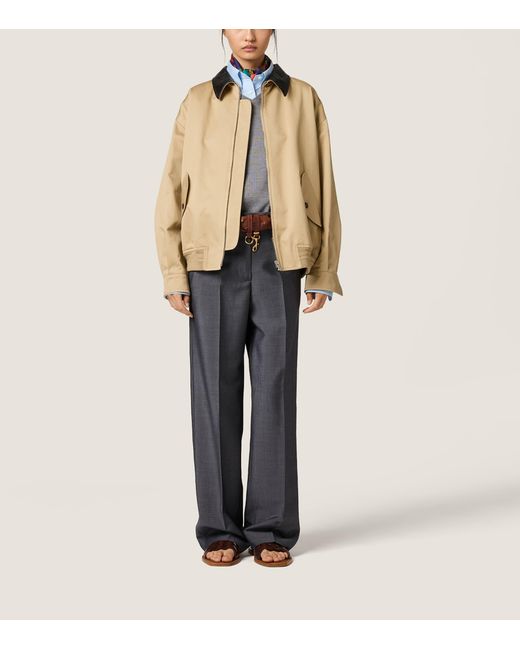 Miu Miu Natural Leather-Trim Bomber Jacket