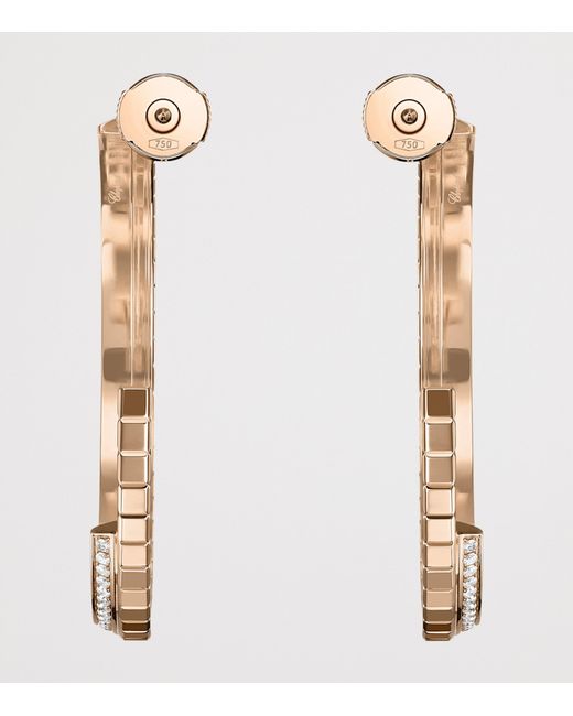 Chopard Metallic Small And Diamond Ice Cube Hoop Earrings