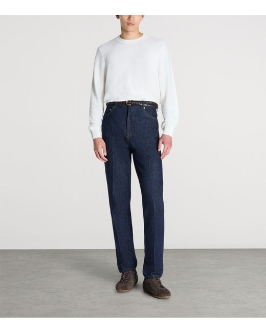 Dunhill White Cotton Crew-Neck Sweater for men