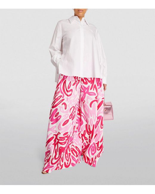Marina Rinaldi Pink Printed Wide-leg Trousers