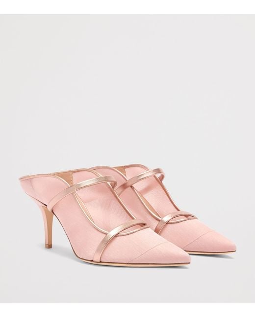 Malone Souliers Pink Organza And Leather Maureen Heeled Mules 70