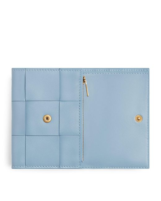 Bottega Veneta Blue Leather Cassette Tri-fold Wallet