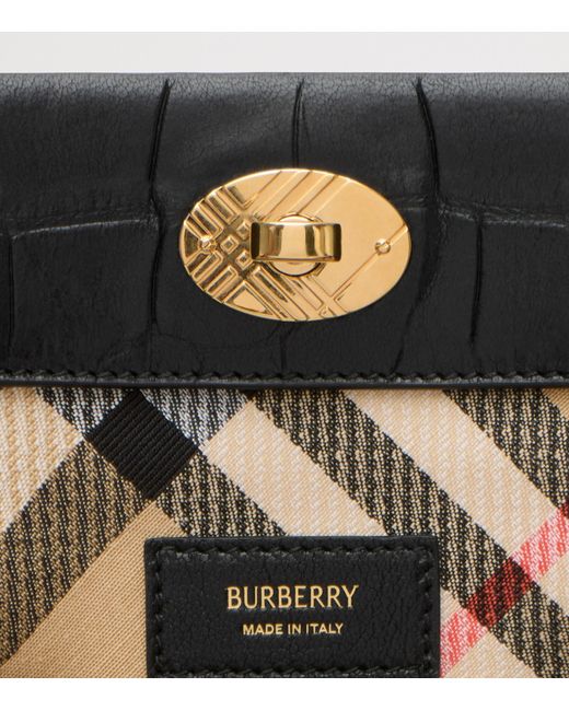 Burberry Black Leather Croc-Embossed Cotswolds Shoulder Bag