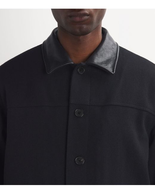 FRAME Black Wool-Blend Leather-Collar Jacket for men