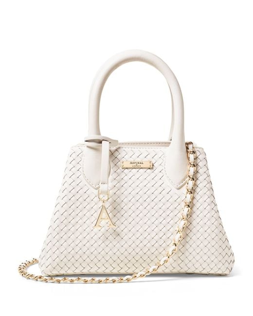 Aspinal White Mini Leather Paris Bag