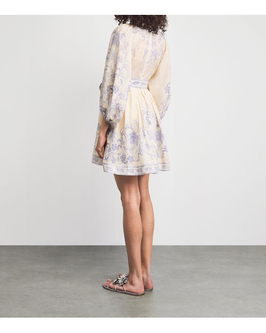 Zimmermann White Linen Indra Plunge Mini Dress