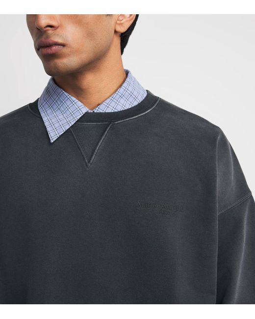 Maison Margiela Black Cotton Embroidered Logo Sweatshirt for men