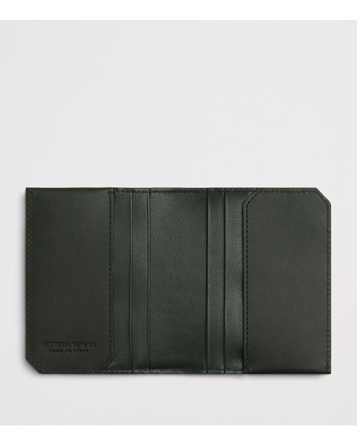 Bottega Veneta Green Leather Intrecciato Piccolo Flap Card Holder for men