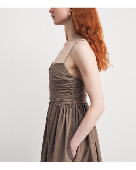 Matteau Brown Organic Cotton Gathered Midi Dress