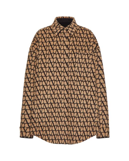Valentino Garavani Brown Wool-silk Monogram Shirt