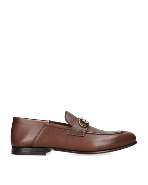 Ferragamo Brown Leather Gin Loafers for men