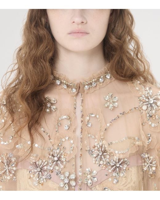 Valentino Natural Embellished Cape