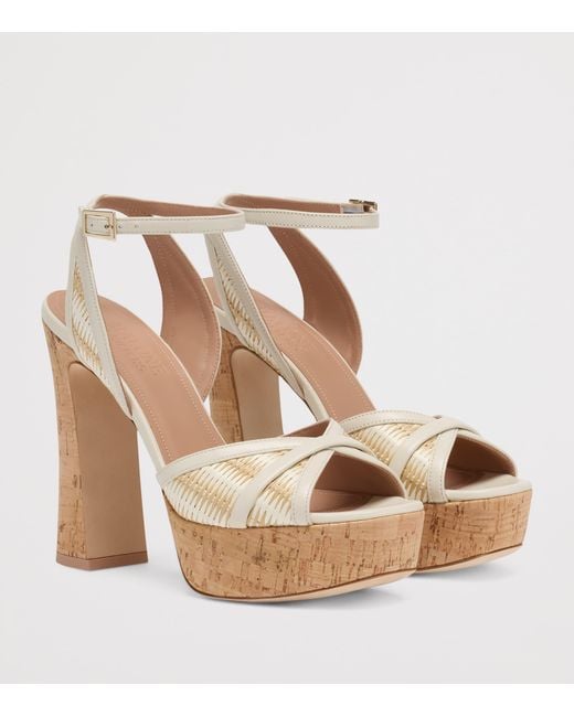 Malone Souliers Metallic Raffia Sylvie Platform Sandals 125