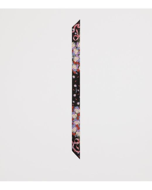 Dolce & Gabbana White Silk Floral Skinny Scarf
