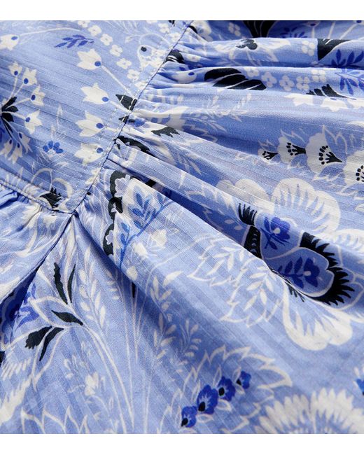 Etro Blue Cotton-silk Long-sleeve Mini Dress