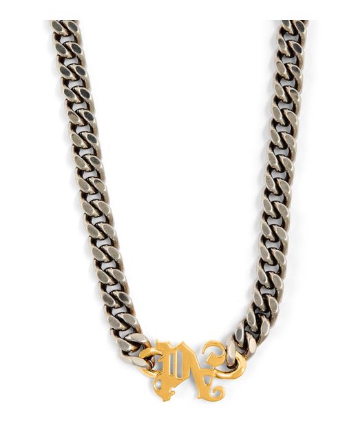 Palm Angels Metallic Monogram Chain Necklace for men