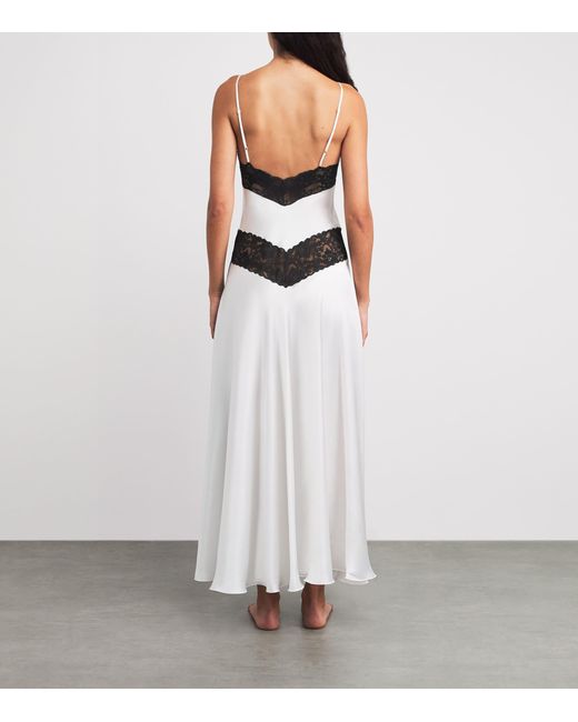 Loretta Caponi White Silk Lace-Detail Carrie Nightdress
