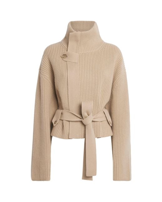 Brandon Maxwell Natural Cashmere Belted Neal Jacket